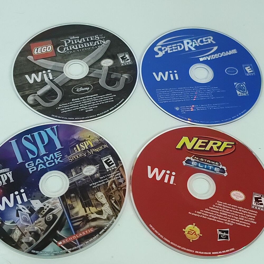 Nintendo Wii Games Lot of 4 Bundle I Spy Nerf Speed Racer Pirates Caribbean